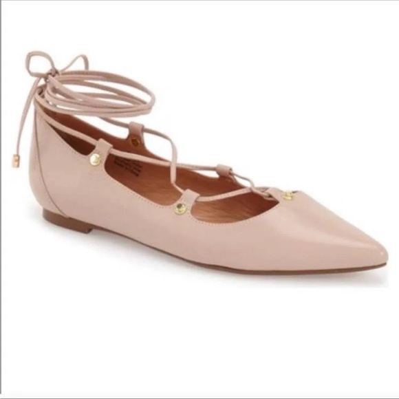 Halogen Owen Blush Pink Leather Lace Up Flats Spring Womens Size 7 - Picture 1 of 10